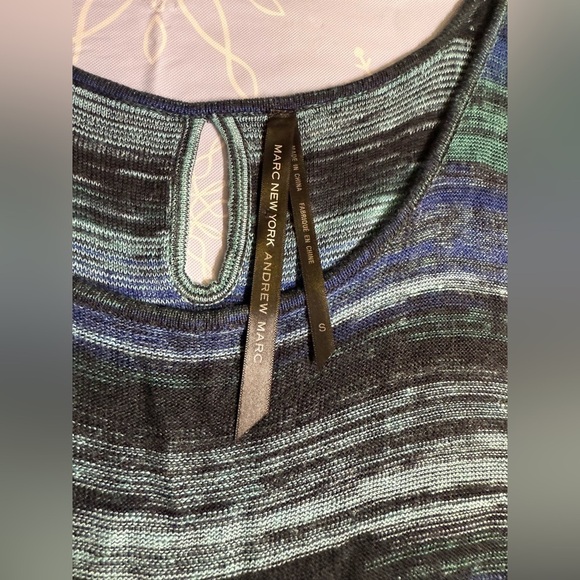 MARC NEW YORK Blue and Green Striped tank knit pleated midi dress size S - Picture 14 of 14